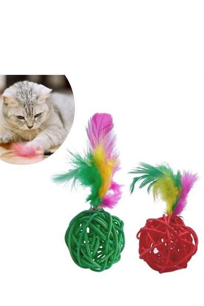 Hane Dostu 6 Colorful Furry Cat Dog Chewing Balls - Rattle Fun