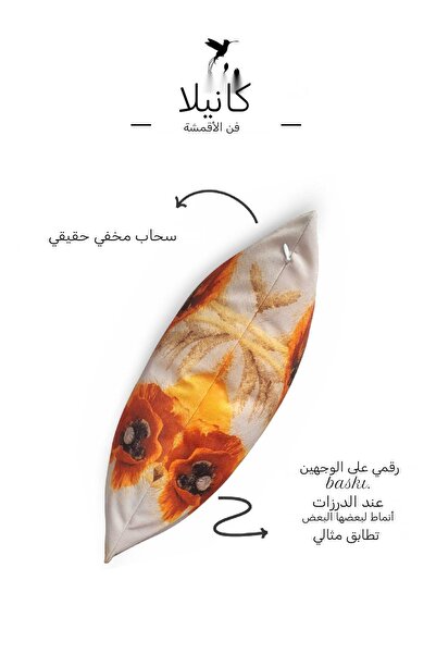 CANİLA غطاء وسادة من الكتان المطبوع رقميًا. وسادة رمي بسحاب مخفي على الوجهين....