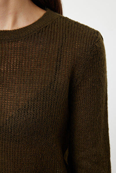 Trendyol Collection Podstawowy sweter dzianinowy - khaki, miękka faktura, luźny splot TWOAW25KZ00091