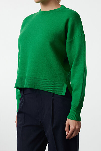 Trendyol Collection Zielony sweter z dzianiny Premium - szeroki krój, wzór podstawowy TWOAW25KZ00053