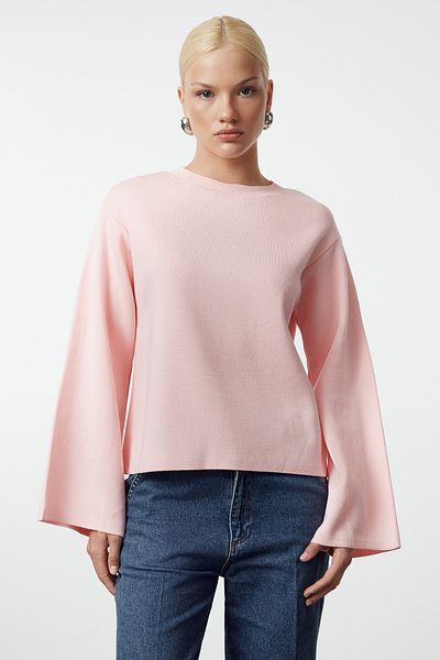 Trendyol Collection Pulover roz mai durabil din tricotaje de bază TWOAW25KZ00313