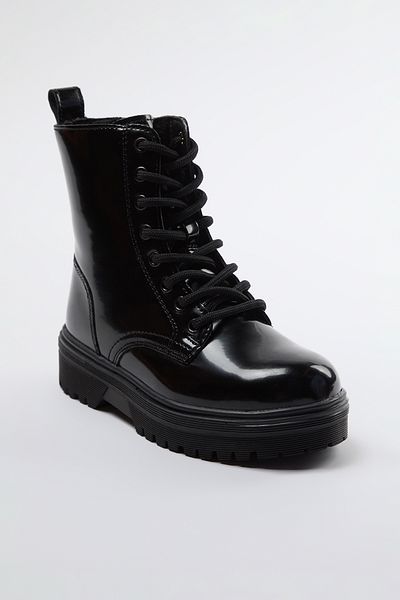 TRENDYOL SHOES Чорні черевики для великої дівчинки на блискавці та шнурках TAKAW25BO00040