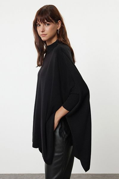 Trendyol Collection Pulover negru cu croială largă - guler vertical TWOAW25KZ00336