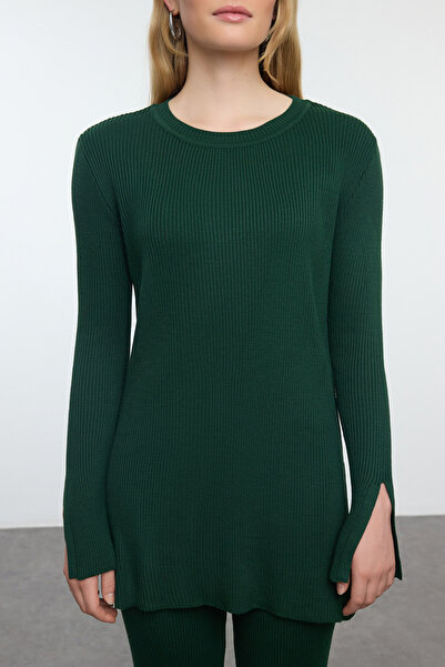 Trendyol Collection Emerald Green Knitwear Top and Bottom Set - Slit Detailed TWOAW24AU00101
