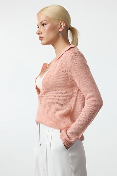 Trendyol Collection Pulover din tricotaje Dusty Rose - Textura moale, tricot liber TWOAW25KZ00115