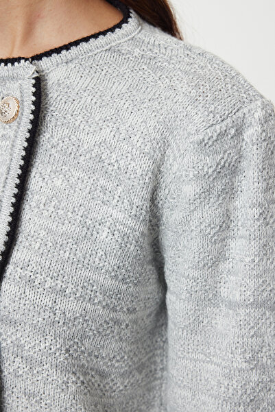 Kolekcia Trendyol Sivý úplet Dvojradový kardigan - TWOAW25HI00062