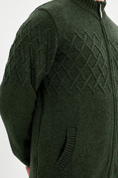 Trendyol Collection Half Turtleneck Khaki Knitwear Baklava Cardigan - Tmnaw22Hi0146