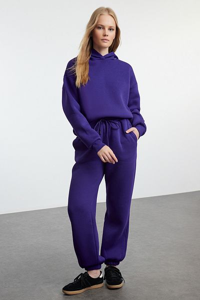 Trendyol Collection Σετ φόρμας χονδρής κοπής FleEcE HoodEd PurpE - TWOAW25EM00006