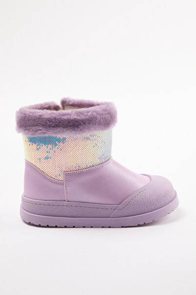 TRENDYOL SHOES Lila Flitrované kožešiny Detailní Little Girl Dětské boty Takaw25Bo00044