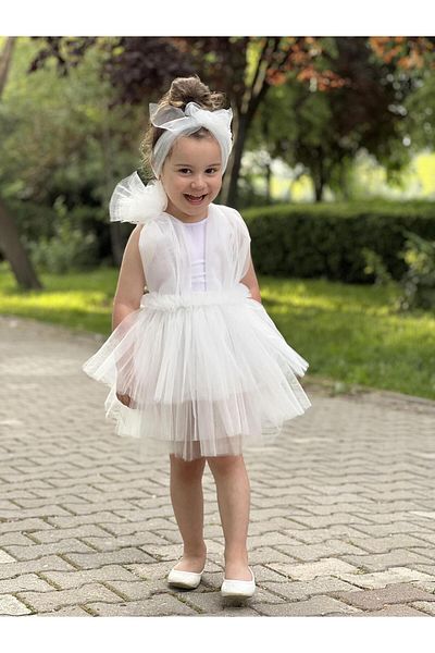 meqlife Φόρεμα για πάρτι για κορίτσια White Layd - Στολή γενεθλίων