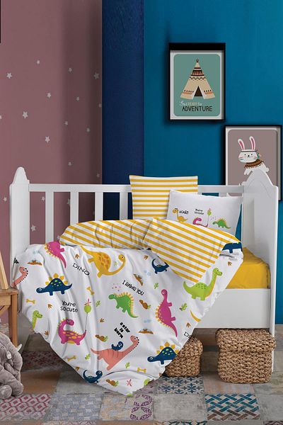 Altınbaşak Dino Baby - 100% Cotton Baby Duvet Cover Set