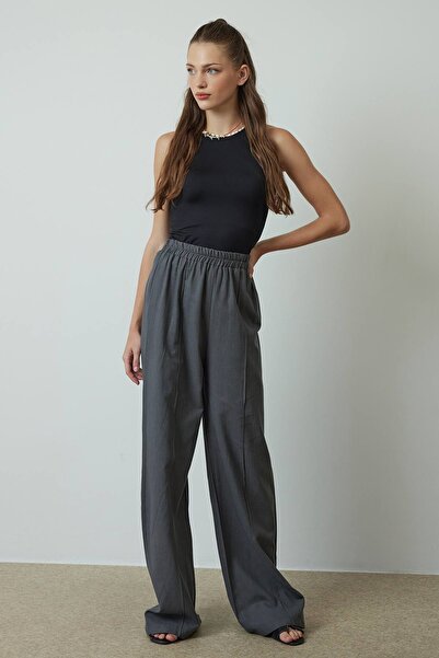 Hooopstore Anthracite Linen Trousers - Stitched Stitched