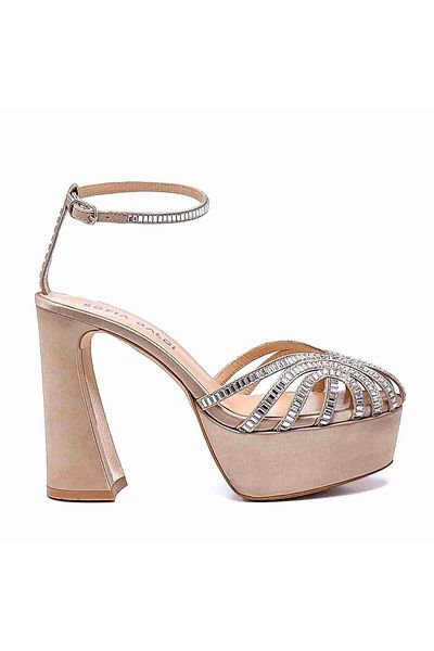 Sofia Baldi Beige Satin Women's Platform - Farfa