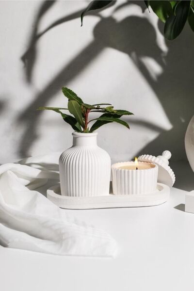 LALEZEN HOME Stantlı Mum Ve Vazo Set
