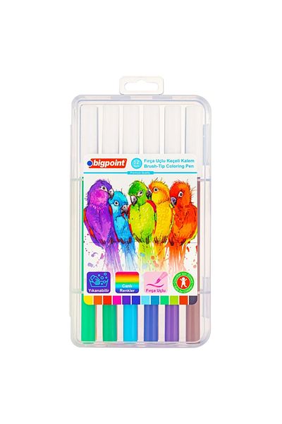 Bigpoint Set of 12 Felt Tip Pens - Plastic Box