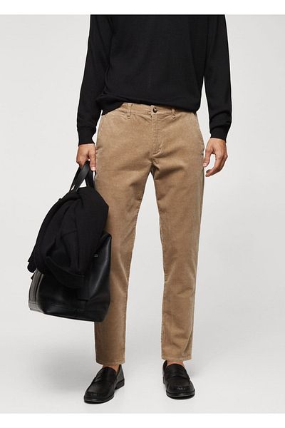 MANGO Man Drawstring Slim Fit Corduroy Trousers