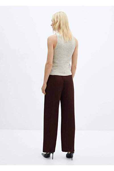 MANGO Woman Pileli düz pantolon