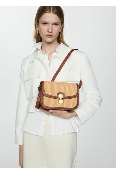 MANGO Woman Geanta de umar cu design Raffia
