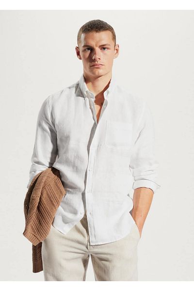 MANGO Man Πουκάμισο 100% λινό Slim Fit