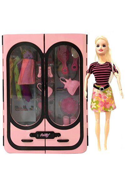 scntoys Anlily Bebek ve Elbise Dolabı Oyuncak Bebek Ve Gardropu Evcilik Seti