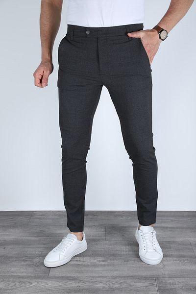 X-POLL Men's Dark Grey Color Italian Cut Quality Stretchy Lycra Ankle Length Fabric Pants