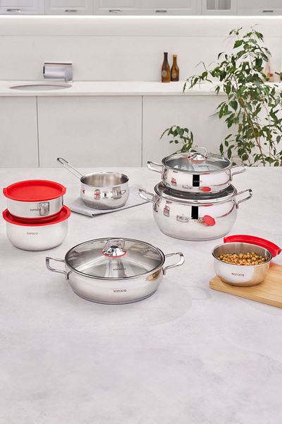 Karaca Cook Hide V2 13-teiliges Kochgeschirrset aus Stahl mit Induktionsboden