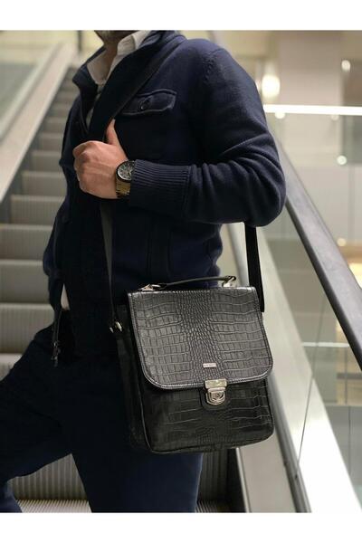 Vendetta Çanta Ante Full Grain & Desenli Erkek El & Çapraz Çanta