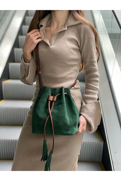 Vendetta Çanta Palm Yarma Hakiki Deri Büzgülü Askılı Çanta