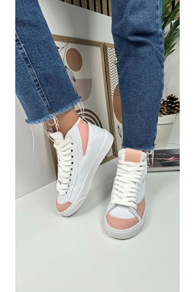 Allyup White Powder Women's Sneakers - Lace-Up and Serrated Sole, Suede Mesh ...