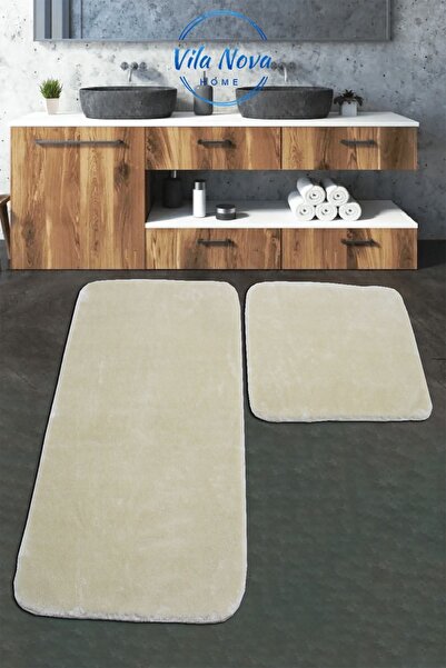 Vila Nova (75X120-75X50) Set de 2 bucăți de pluș bej moale, lavabil, covor de...