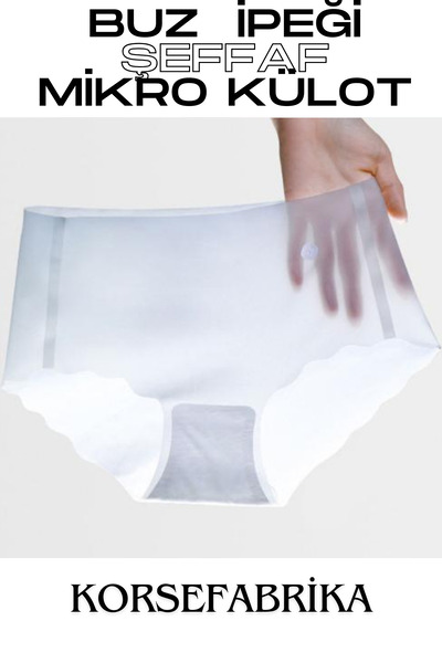 KORSEFABRİKA Pachet de 3 chiloți ultra subțiri din mătase de gheață - alb, roz, gri, tăiați cu laser, transparent fără sudură