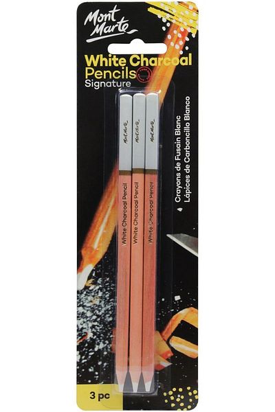 Mont Marte White Charcoal Pencils 3 Pack - MM Signature