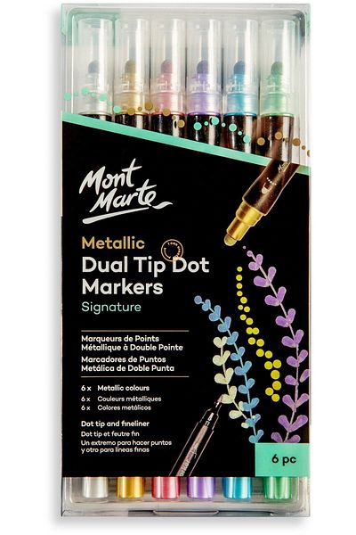 Mont Marte 6-Piece MM Metallic Point Markers - Double Ended Signature