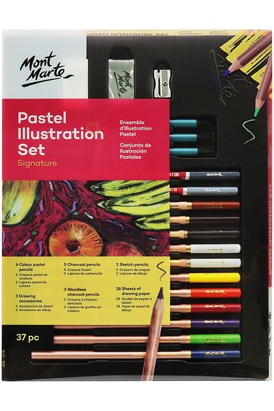 Mont Marte 37 Pieces mm Colorful Pastel Illustration Set