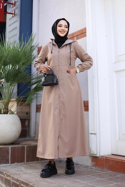 HARMAN BUTİK Women's Zipper Detailed Cap with Hood and Pocket