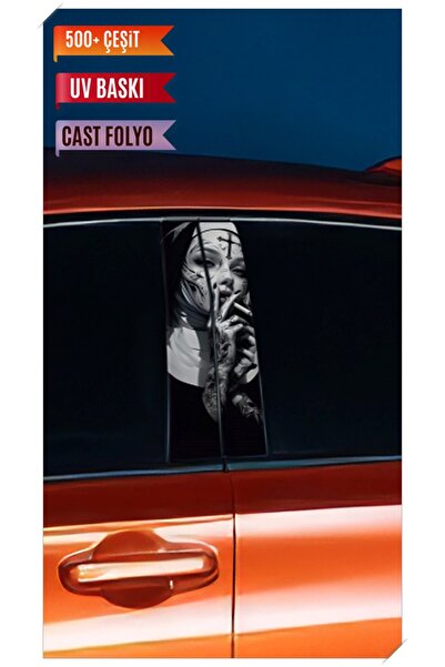 YENİ CREATİVE Araç Kapı Direk Kaplama Folyosu Rahibe Desenli (Sağ Sol Takım) (2 Adet) - 22x50 Cm