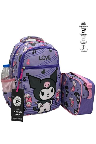 DZC KUZENLER ÇANTA ilkokul Kuromi karakterli Kız Çocuk 2 Li Ortopedik Okul Ça...