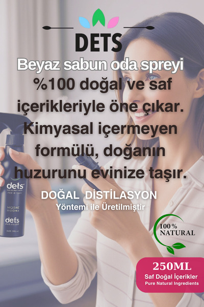 Dets Beyaz Sabun Oda ve Çamaşır Spreyi 250ml - Ferah ve Temiz Koku