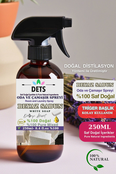 Dets Beyaz Sabun Oda ve Çamaşır Spreyi 250ml - Ferah ve Temiz Koku
