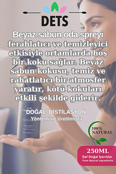 Dets Beyaz Sabun Oda ve Çamaşır Spreyi 250ml - Ferah ve Temiz Koku