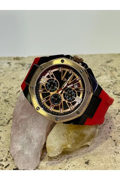 Raymond Rym-G83605M Men's Wristwatch - Red and Orange Size
