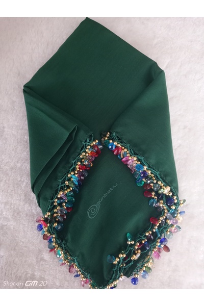 GÜNBATILI El  Emeği Kristal Damla Boncuklu Yazma ,Tülbent Yemeni, Fular ,4 Ke...