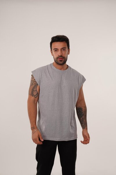 SCSARVİN Gri Sıfır Kol Suprem Oversize Atlet