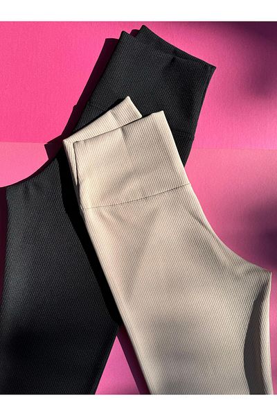 VicTroy Țesătură pentru camisole, 2 bucăți de culoare neagră și crem, jambiere pentru femei cu talie înaltă, foarte elastice