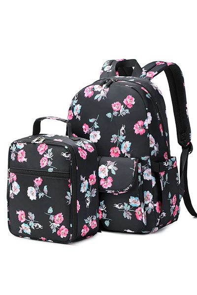 Go Veform Set 2 genți de școală pentru fete - compartiment pentru laptop, cutie de prânz termos, negru