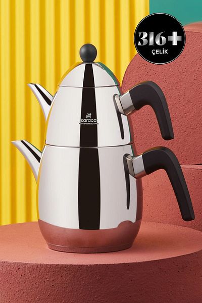 Karaca Tokyo Midi Powersteel Pro 316 Steel Induction Base Teapot Set