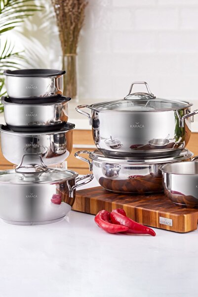 Karaca Pişir Sakla 13 Parça Çelik Tencere Seti Siyah