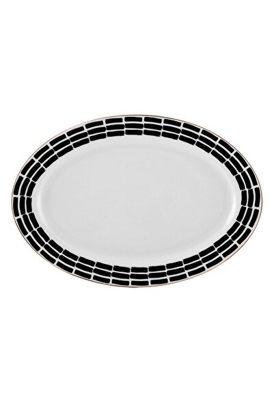 Karaca Monstera Porselen Şerit Çizgili Kayık Tabak 35 Cm