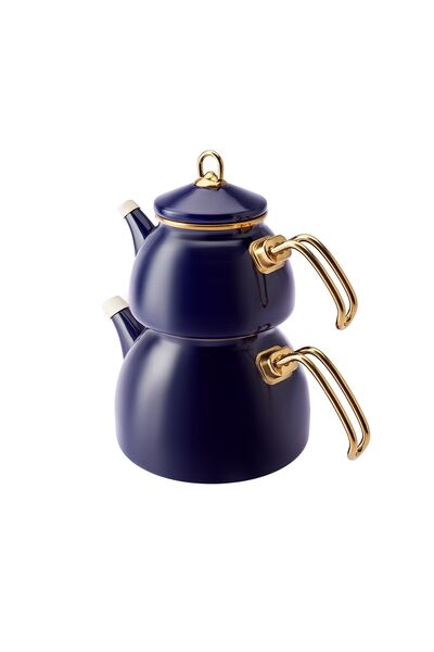 Karaca Piraye Lacivert Emaye Çaydanlık