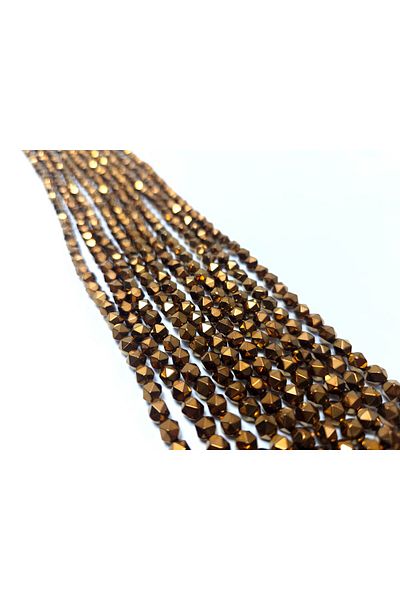 Yüksel Boncuk 6 Mm Bronze Hematite Stone - Hexagonal Prism Cut Natural Stone String